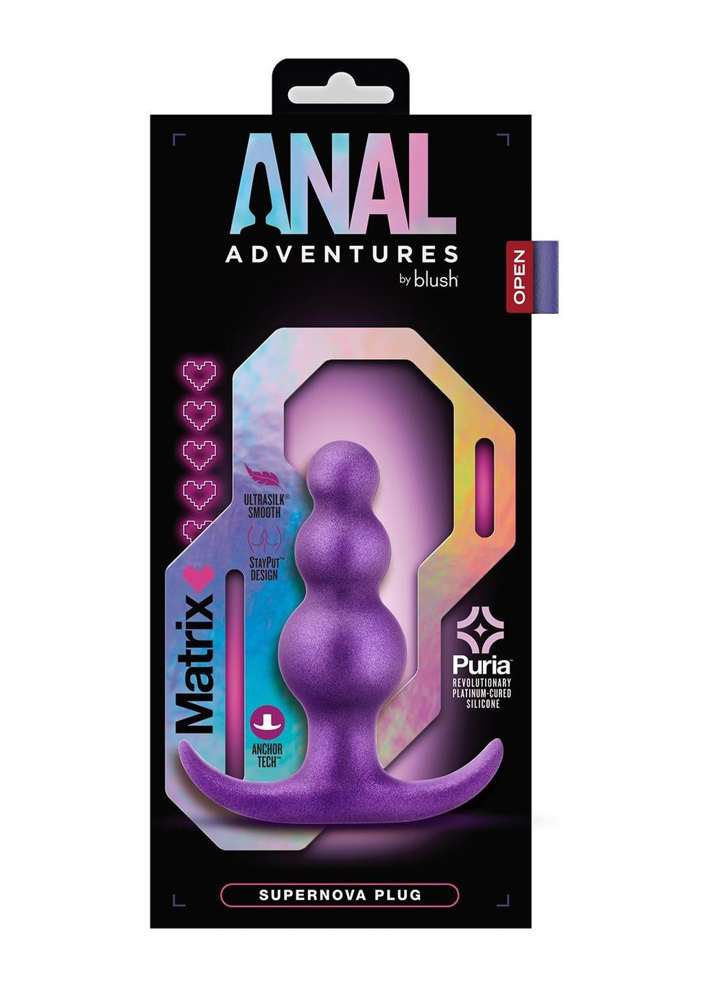 Анальна пробка рельєфна зі стопером Anal Adventures Matrix фіолетова Blush (361670178)