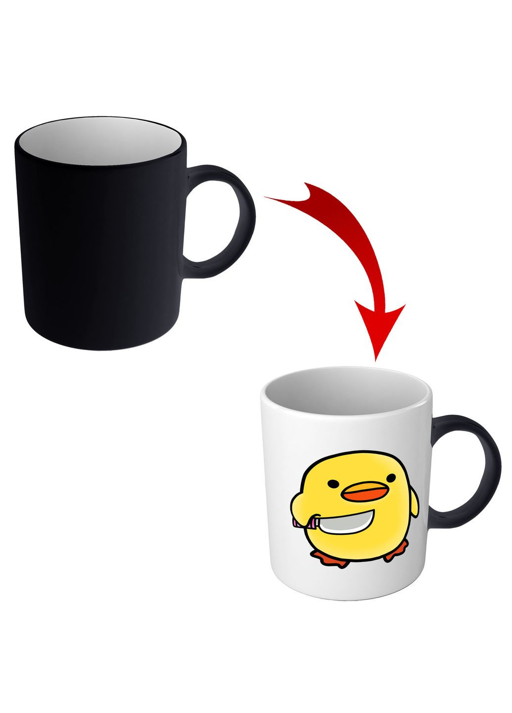 Прикольная чашка хамелеон Утка с ножом No Brand (302522044)