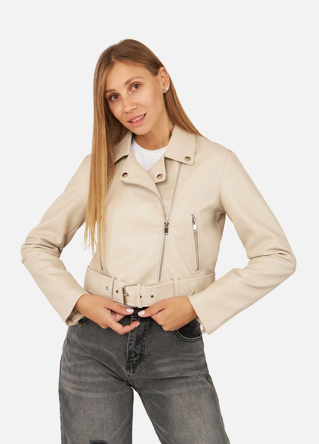 Сіра демісезонна жіноча куртка косуха колір сірий цб-00256287 No Brand