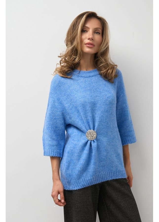 Голубой демисезонный свитер с кротким рукавом 2811 Bellise