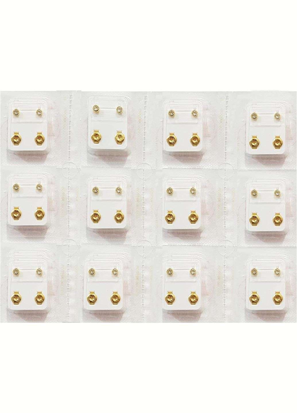 Серьги-гвоздики пусеты средние завальцованные золото, камень прозрачный, 3 мм R204Y, 12шт STUDEX (299384992)