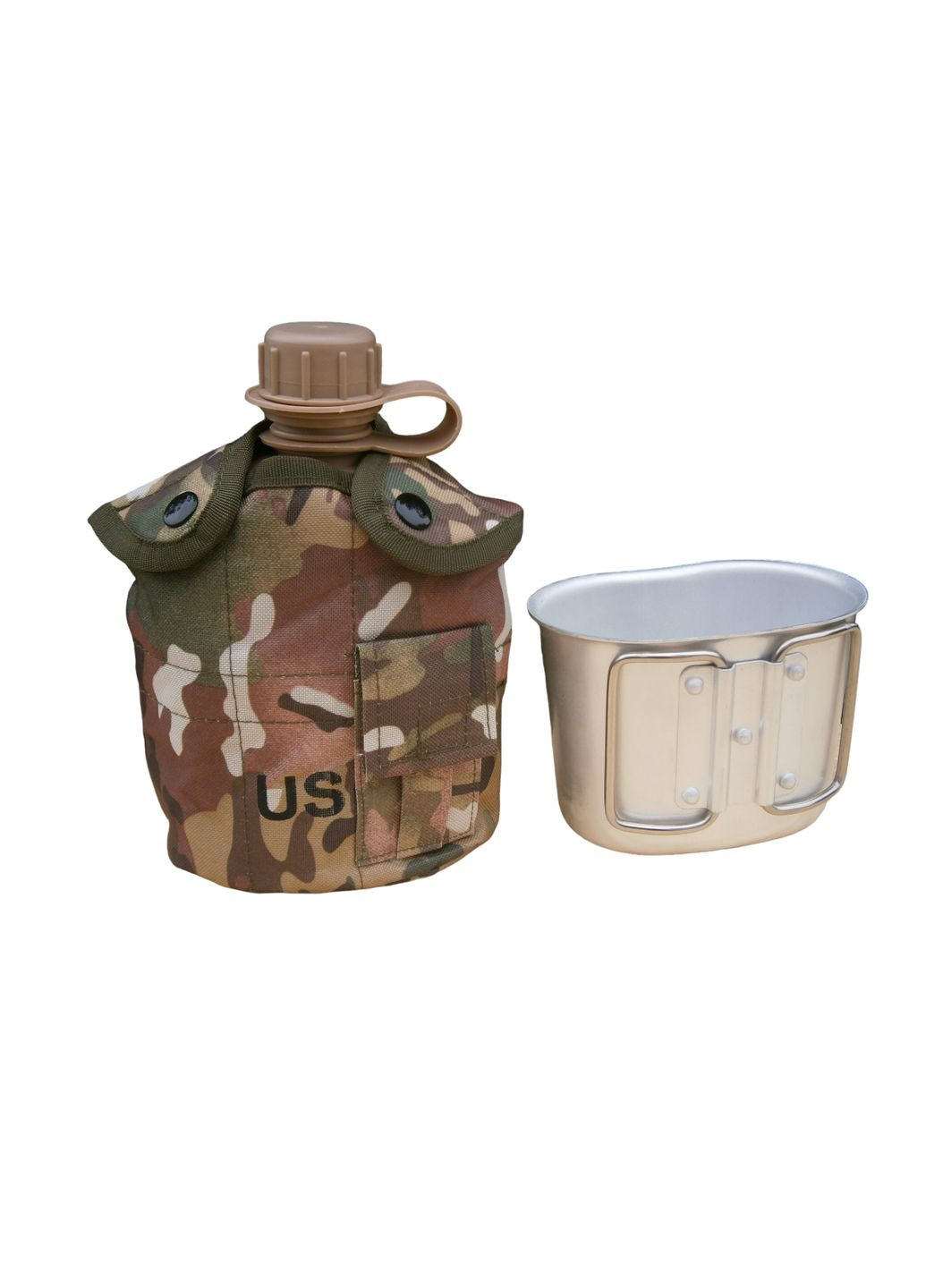 Фляга з кружкою US Вottle 1 л пластикова в чохлі Multicam No Brand (302391798)