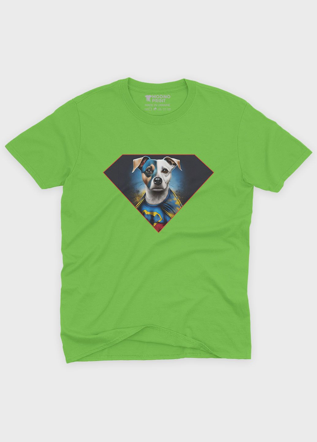 Салатовая демисезонная футболка для мальчика с патриотическим принтом пес патрон (ts001-5-kiw-005-1-135-b) Modno