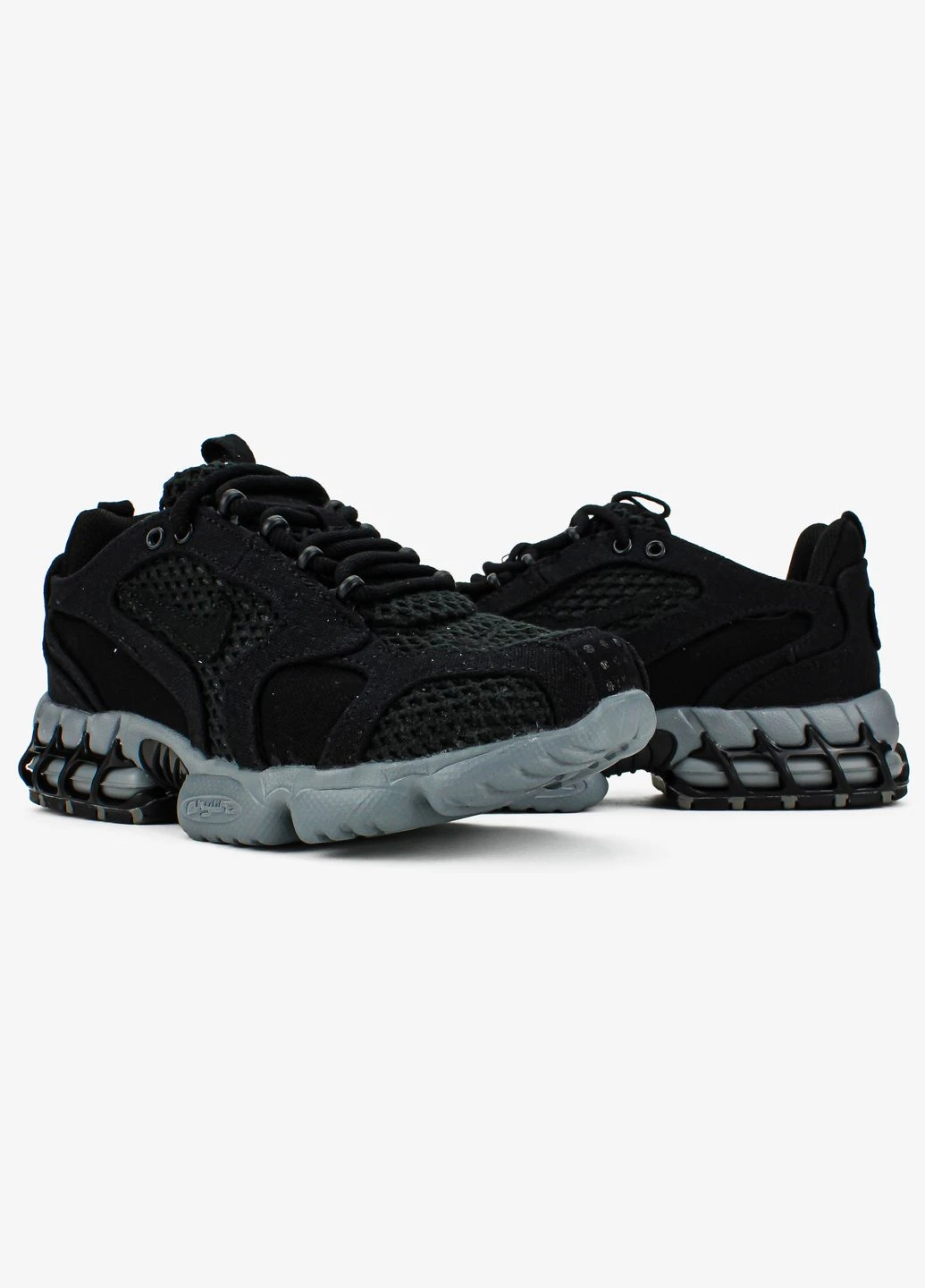 Черные всесезонные кроссовки мужские и женские nike air zoom x stussy spiridon cage 2 black gray | найк аир зум черные серые No Brand