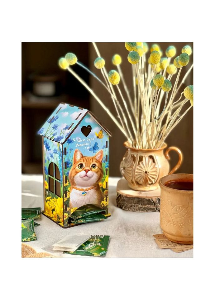 Чайный домик "Рыжий котик" (ПСФ156) PSF156 деревянный Ubumblebees (328264361)