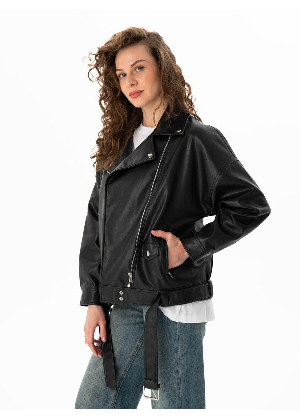 Чорна демісезонна куртка 21 - 04245 косуха AFTF BASIC