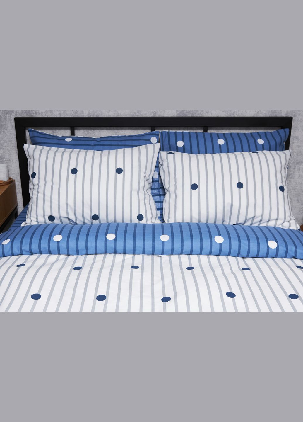 Комплект постельного белья Бязь Gold Люкс «» двуспальный 175х210 наволочки 2х50х70 (MS-820004766) Moon&Star peas blue (293148185)