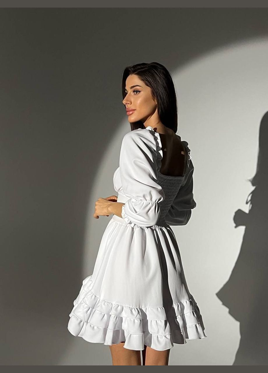 Білий святковий, кежуал, коктейльна, вечірня стильна міні сукня Vakko однотонна