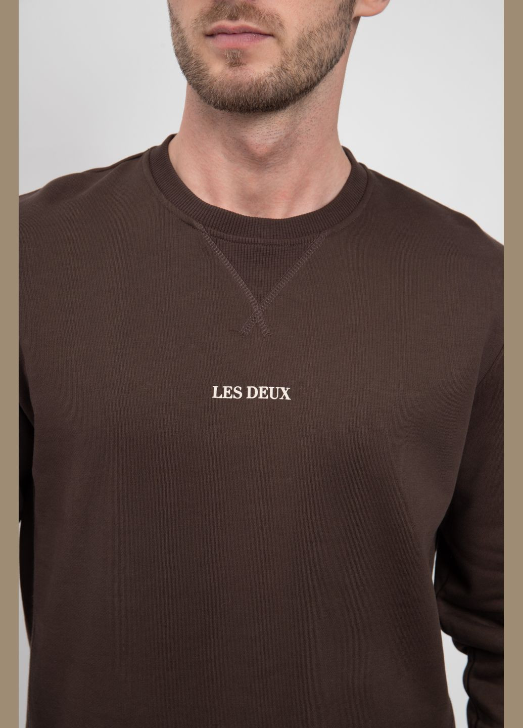 Темно-коричневый хлопковый свитшот с логотипом Les Deux - крой коричневый кэжуал - (291442542)