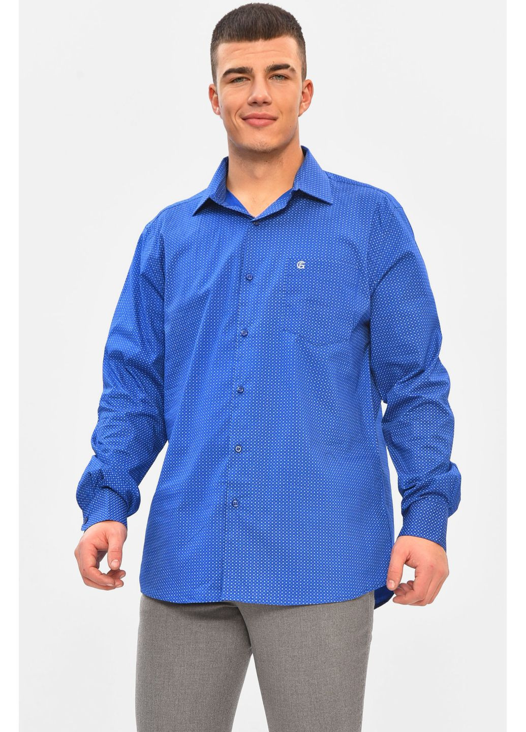 Темно-синяя классическая рубашка однотонная Let's Shop