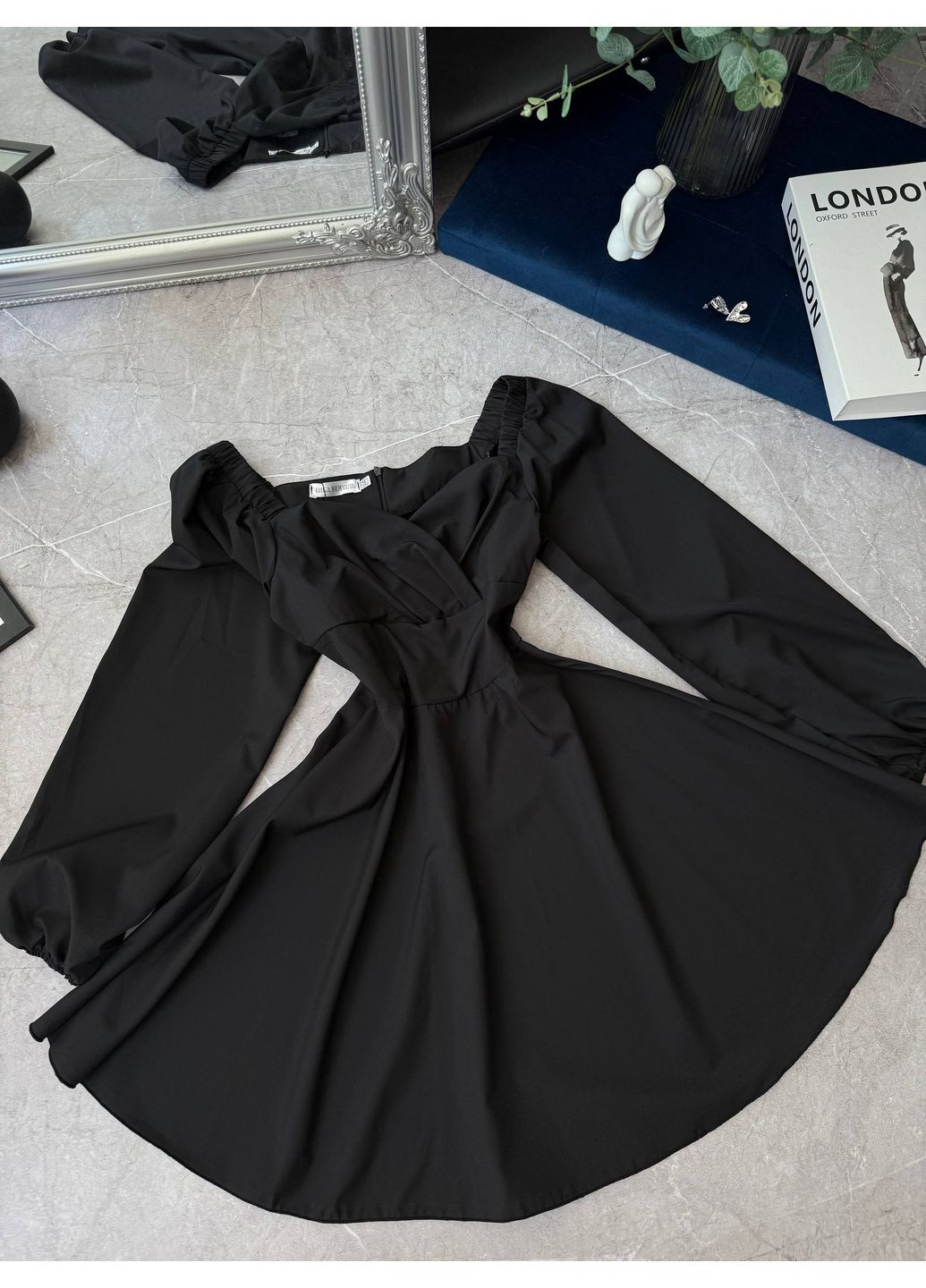 Чорна ділова, кежуал сукня No Brand однотонна