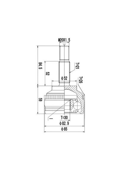 ШРКШ со смазкой в комплекте ШАРНИРНЫЙ КОМПЛЕКТ RENAULT CLIO 98-, KANGOO 97- ВНЕШН. (30 ШЛИЦОВ) 2710-1378 PROfit (366173600)
