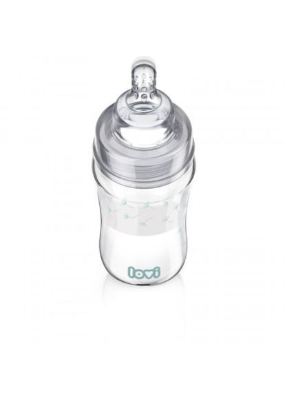Пляшечка для годування Lovi diamond glass botanic скляна 250 мл світло-синя (268142423)