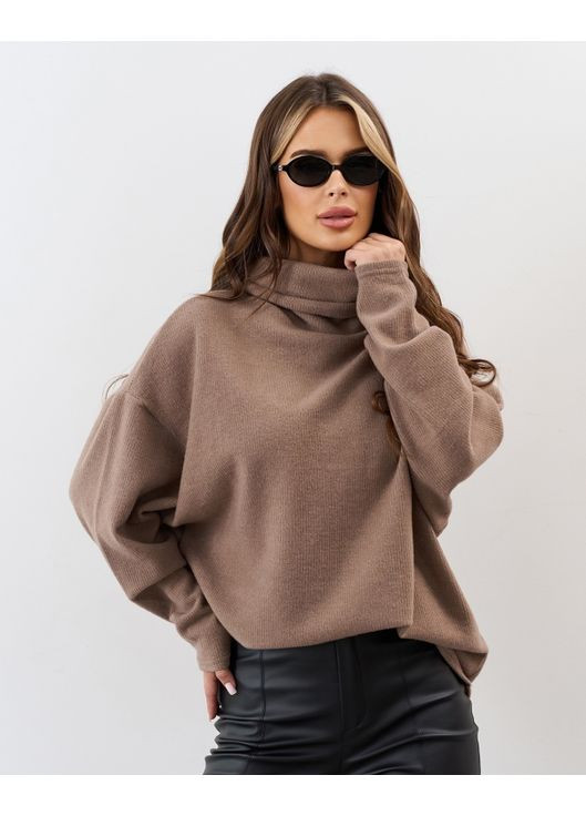 Темно-бежевый демисезонный оверсайз свитер из ангоры ISSA PLUS