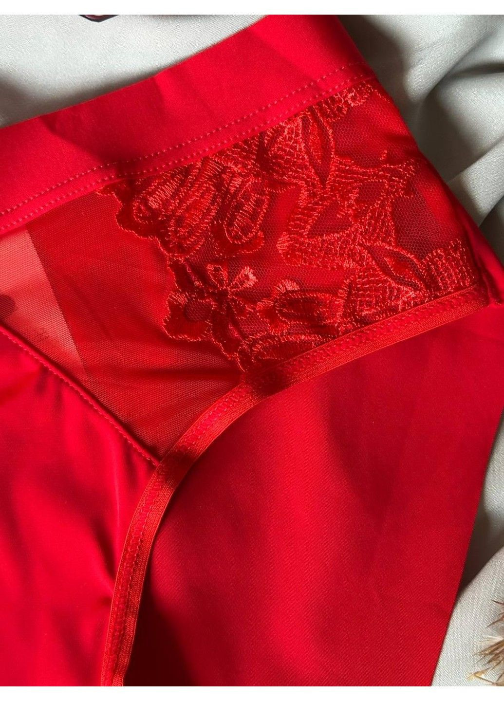 Красный комплект бюстгальтер push-up + трусики слипы 2386 красный Weiyesi