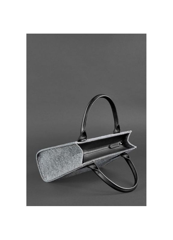 Фетрова сумка жіноча через плече крос-боді Чорнийwood зі шкіряними чорними вставками BlankNote (302009238)