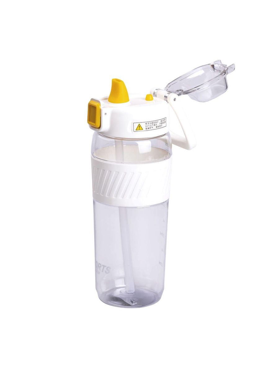 Бутылка для воды 600 мл бутылка в школу для тренировок с трубочкой и ручкой 22 см Белая HP-14-42W Yiwu (351432221)