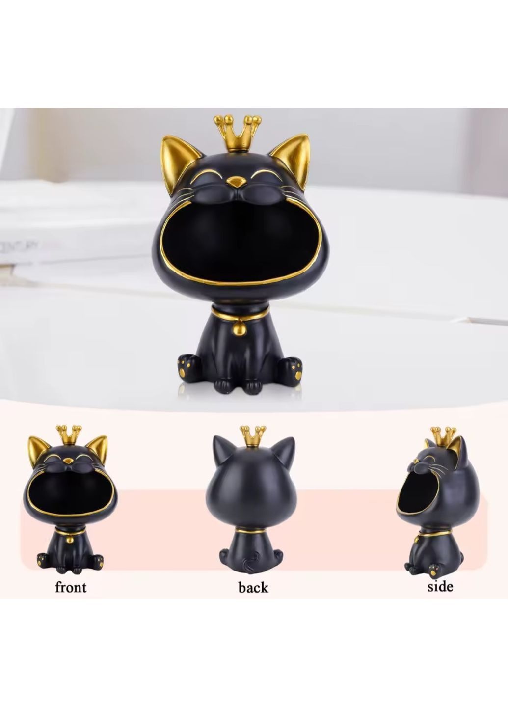 Статуетка Кішечка Чорна з короною 28 см No Brand (367111057)