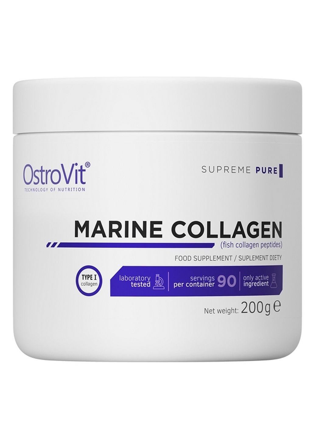 Препарат для суставов и связок Marine Collagen, 200 грамм Ostrovit (293418841)