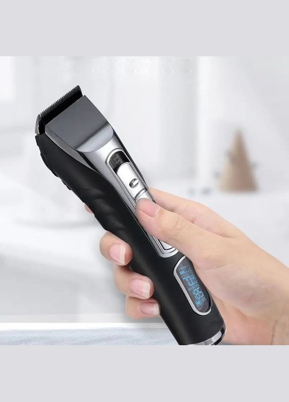 Машинка для стрижки волосся Hair Clipper, акумуляторна, з дисплеєм, 2 насадки, 2 гребінці, чорна, 3309510 No Brand (315719805)