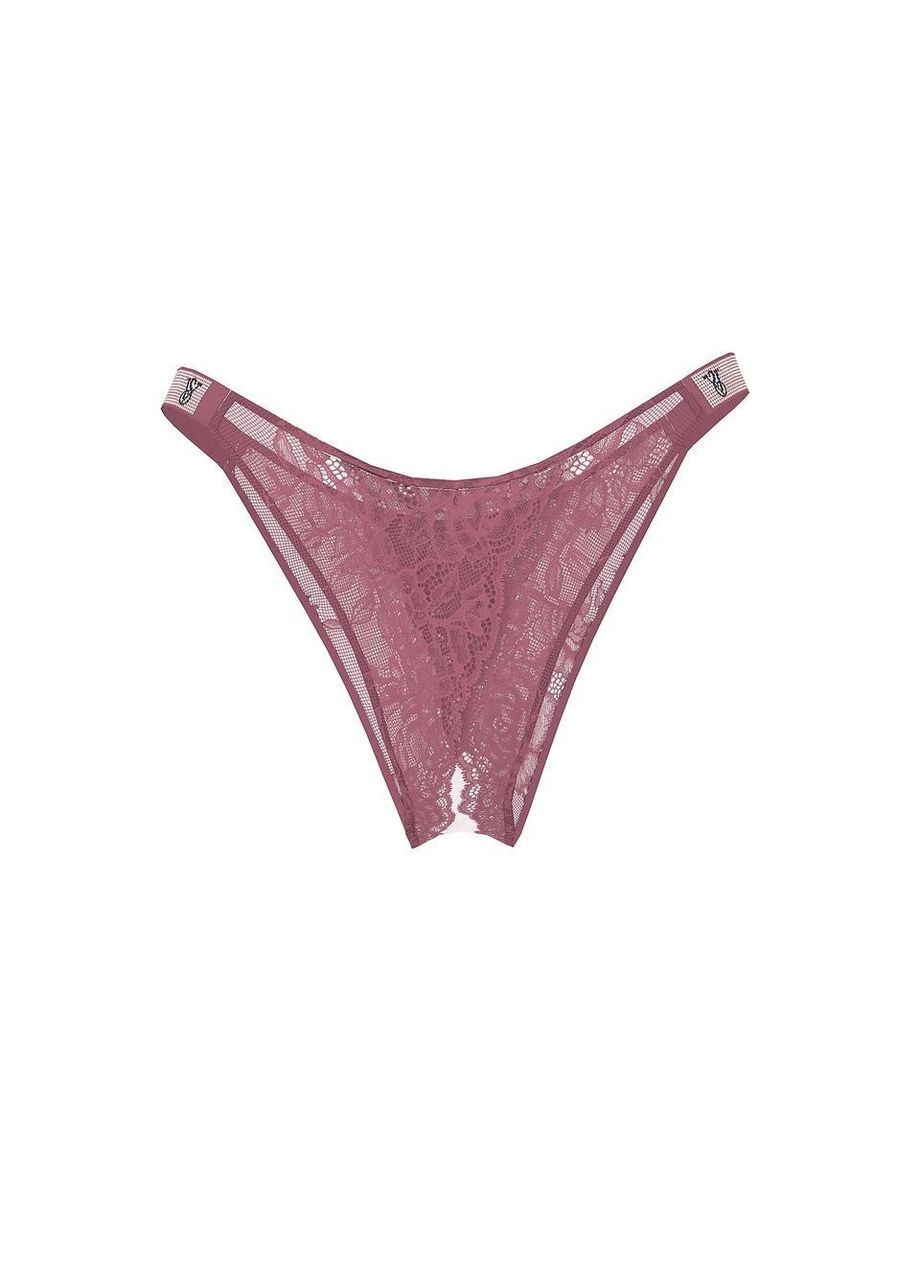 Жіночі трусики Sunset Ombré Shine Strap Rose Lace Crotchless Brazilian S коричневі Victoria's Secret (363840604)