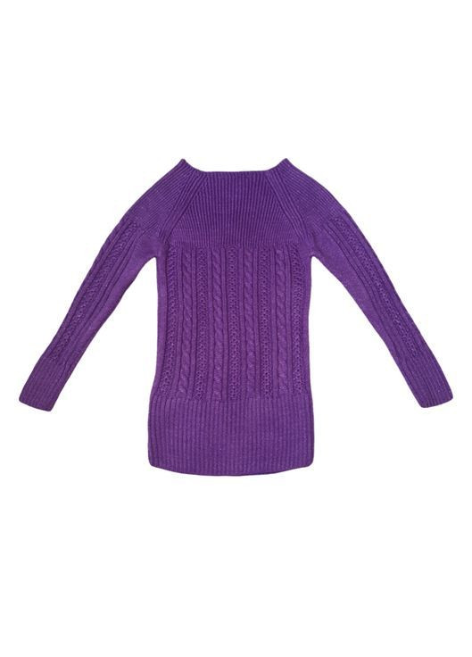 Фіолетовий демісезонний в'язаний светр з люрексом, подовжений для дівчинки графітовий (0173) Tess