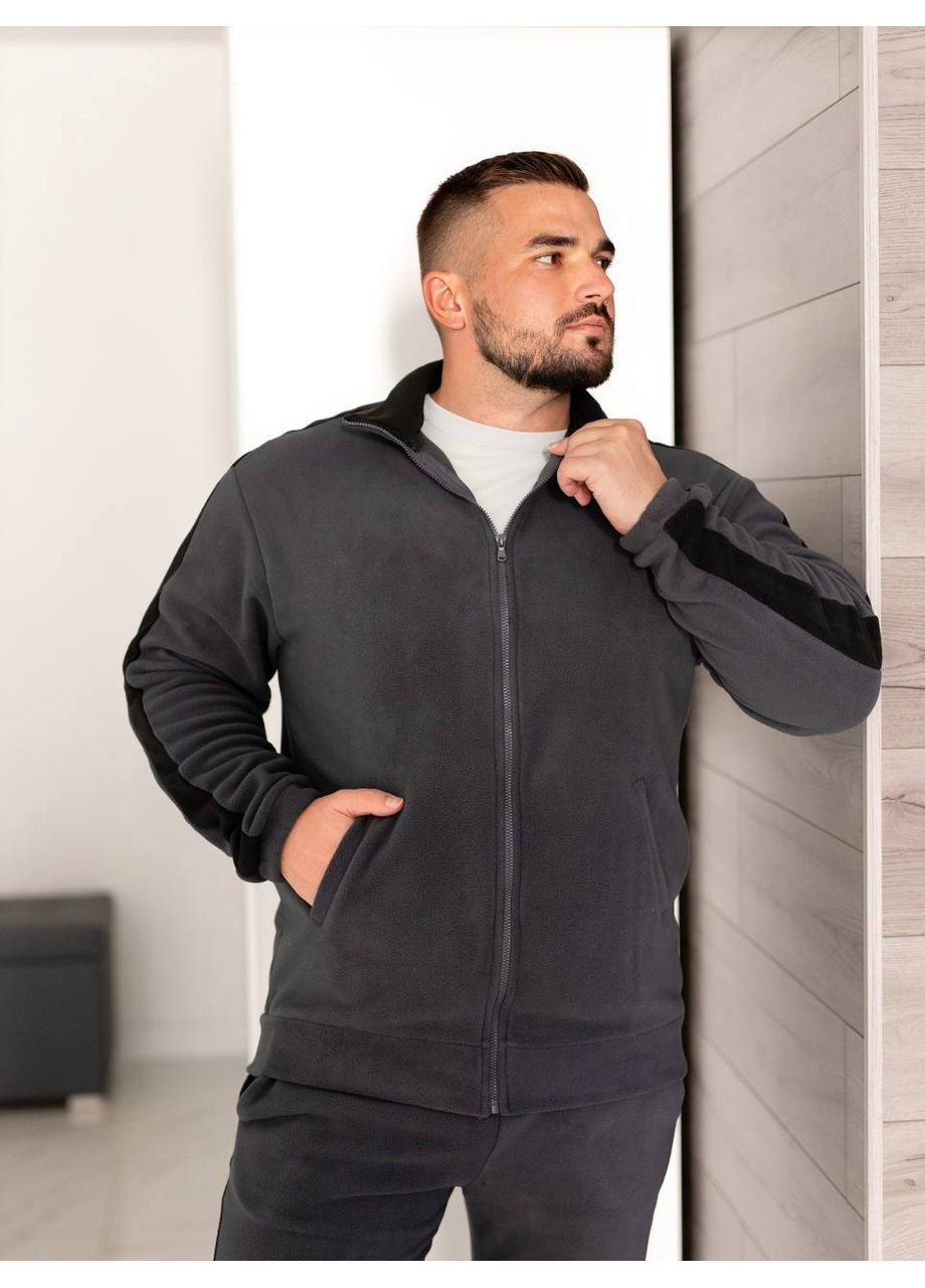 Графітовий зимній костюм 948 теплий щільний фліс полар двосторонній туреччина,штани та кофта на блискавці Україна