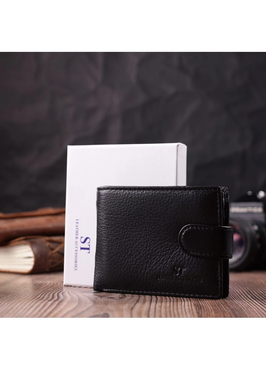 Невеликий місткий гаманець із натуральної шкіри 22456 Чорний st leather (389875796)