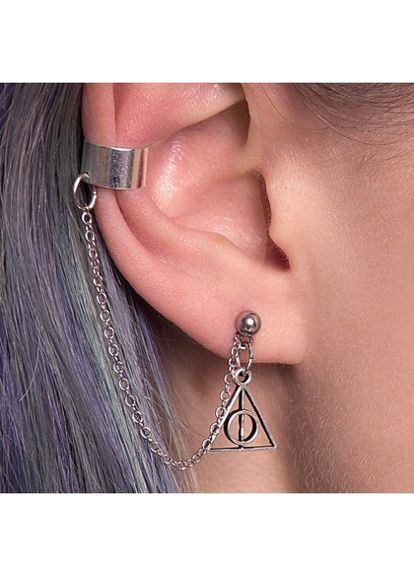 Сережка каф Дари смерті з Гаррі Поттера кліпс на вухо без проколювання вгорі кліпса 1шт No Brand (338436317)