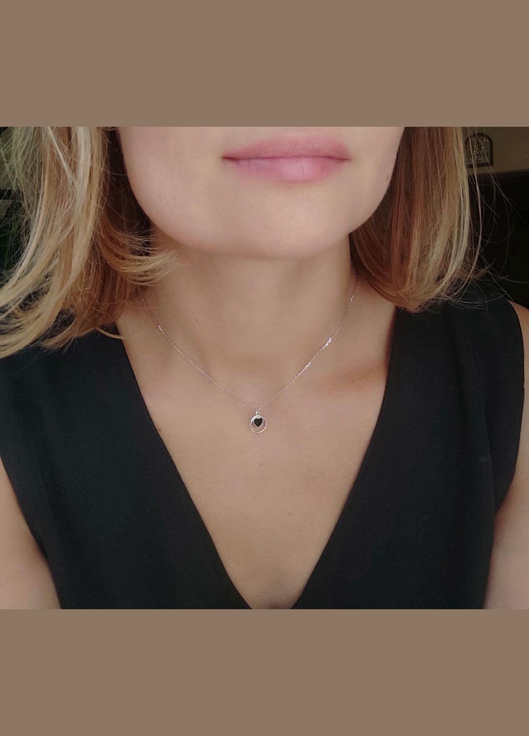 Колье серебряное Сердечко с цветной эмалью на тоненькой цепочке No Brand (333705816)