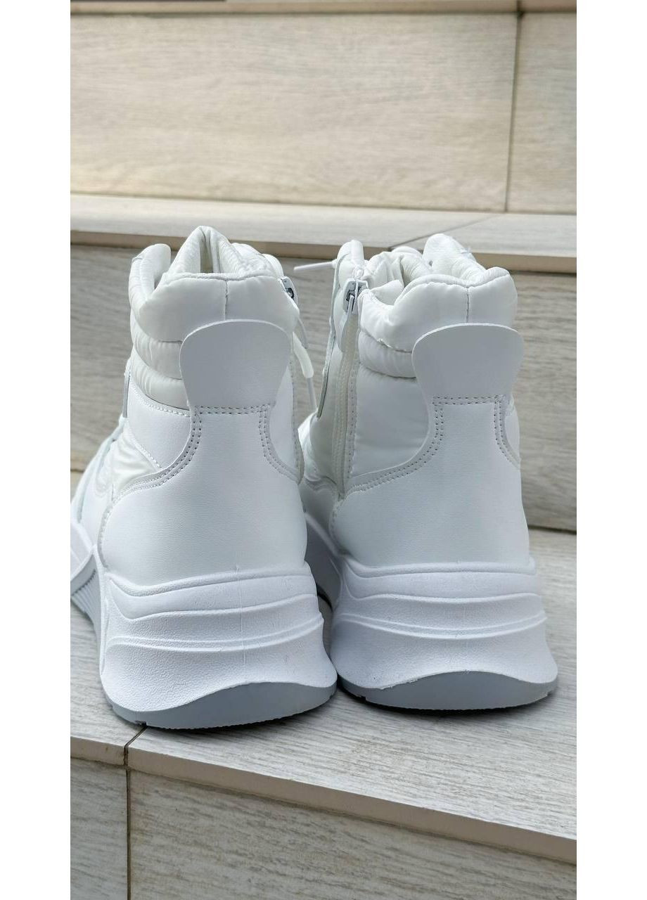 Зимние ботинки женские зимние белые No Brand без декора из искусственной кожи, плащевка