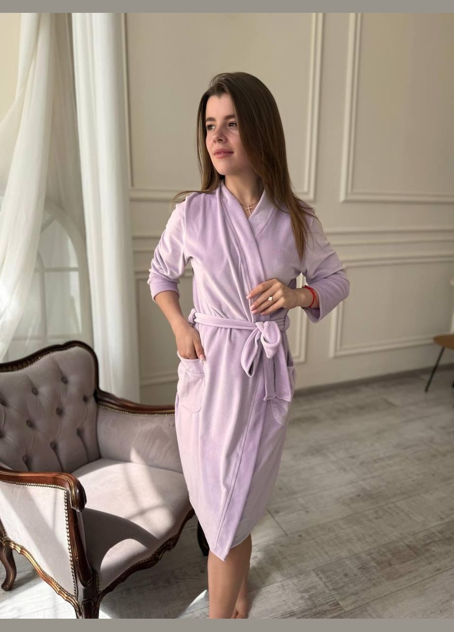 Велюровый халат для женщин с запахом Сиреневый XXL (F3101-3) No Brand (306633169)