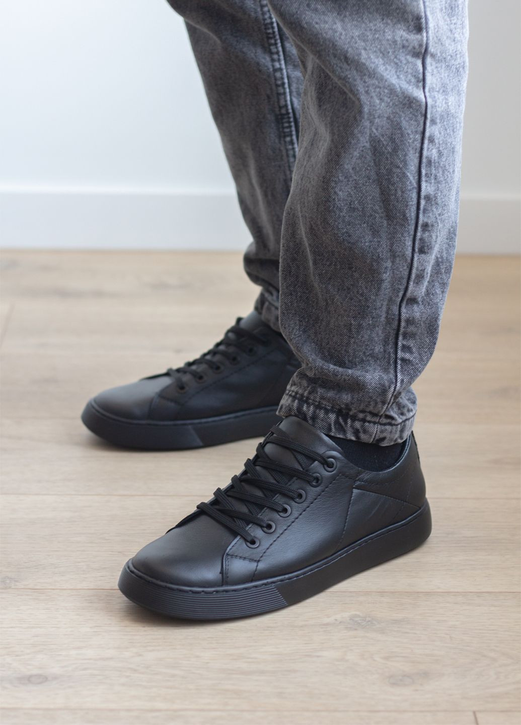 Черные кеды мужские черные из натуральной кожи Zlett 5316