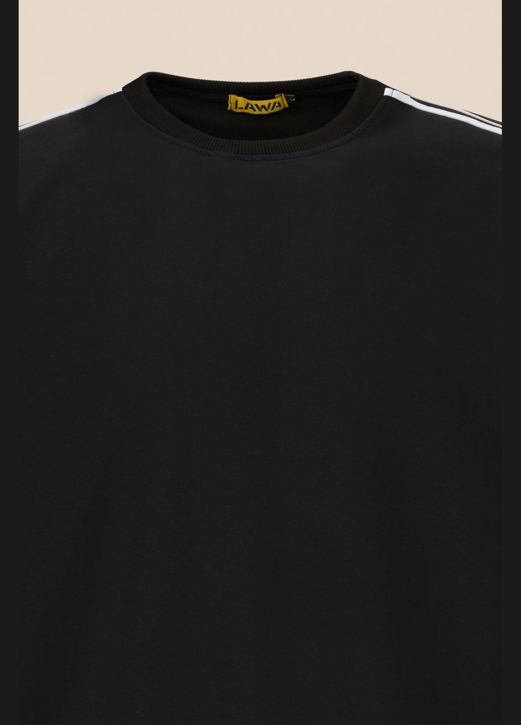 Чорно-білий світшот однотонний чоловічий mbc02370 shop (2000991066786) LAWA однотонний (331632768)