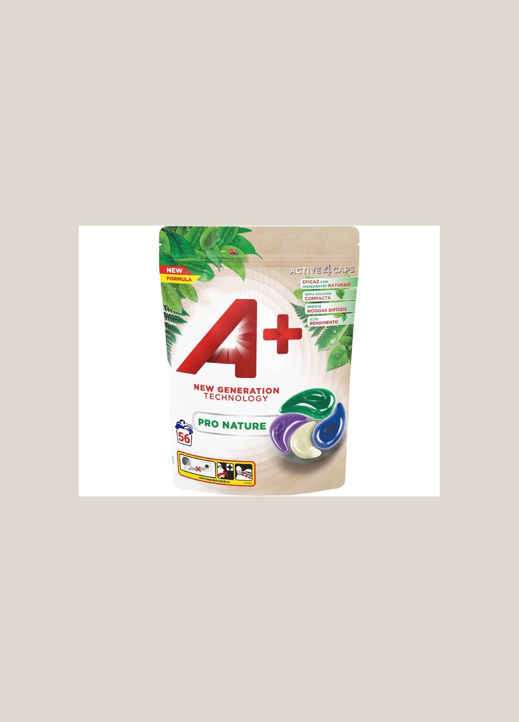 Капсули для прання (56 шт) універсальні A + Active 4 Pro Nature (3pz) A-Plus (338224782)