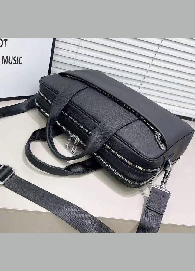 Шкіряна чоловіча ділова сумка-портфель портфель для ноутбука чорний 56901 Tiding Bag (336182111)