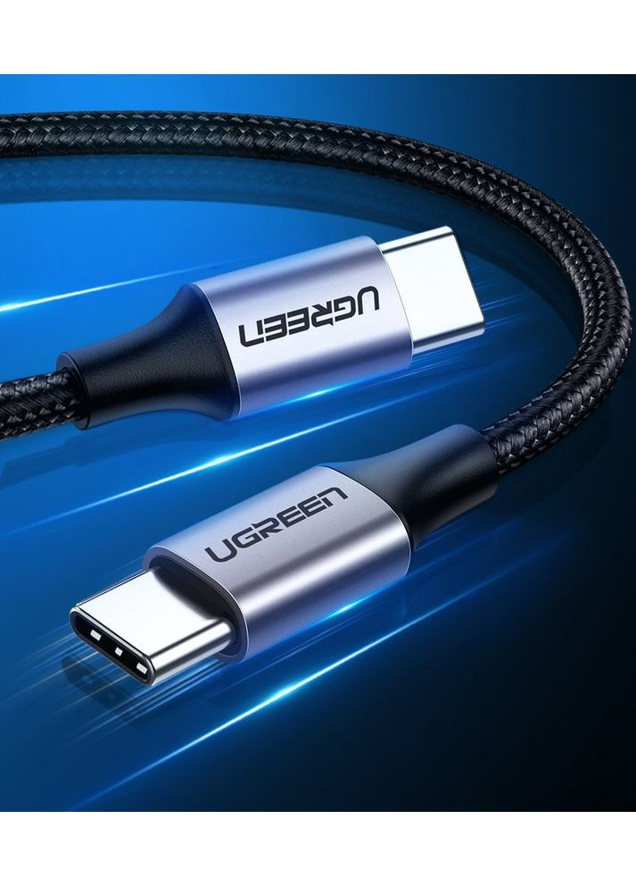 Кабель USB 2.0 Type-C M-M, 1 м, (18W) Чорний, Round Cable Nickel Plating Aluminum Shell US261 Ugreen (368631363)