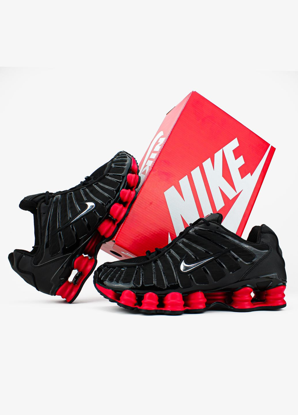 Черные демисезонные кроссовки мужские nike shox black red | найк шокс черные красные No Brand