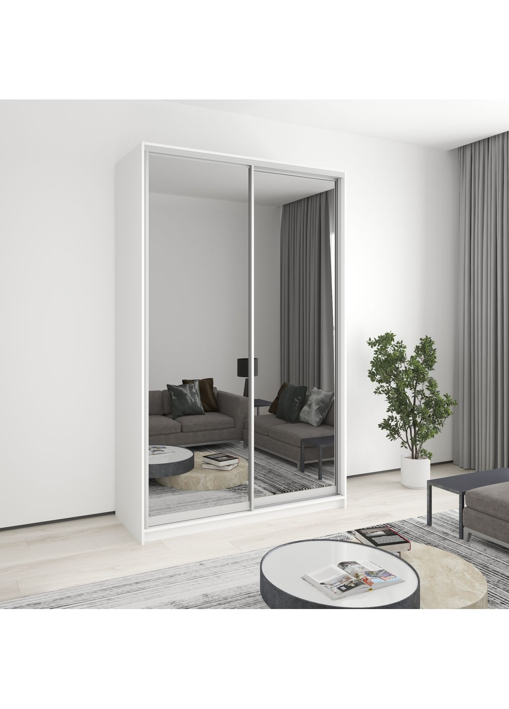 Шафа-купе дводверна Комбо AL 2 Дзеркала 150x45x240 см Аляска білий (MBS-4152) MebelStar (362373833)