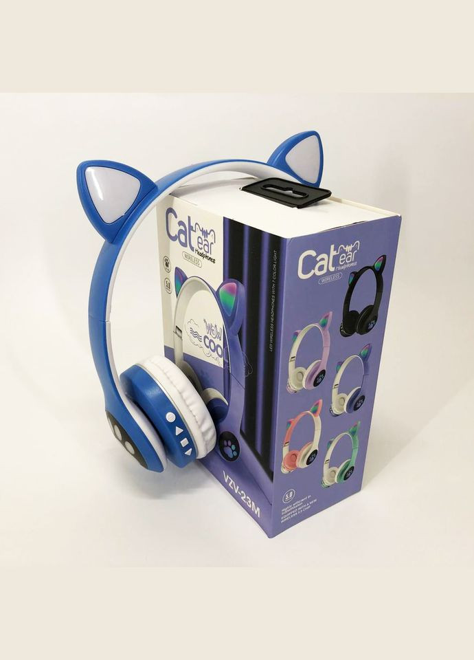 Бездротові навушники з котячими вушками та RGB підсвічуванням Cat VZV 23M. Колір: синій No Brand (357346643)