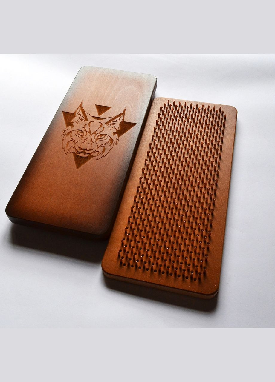 Доска Садху (медь) "Рысь", доска с медными гвоздями для йоги, шаг 10мм. Доска для стоянки на гвоздях. No Brand (301482661)