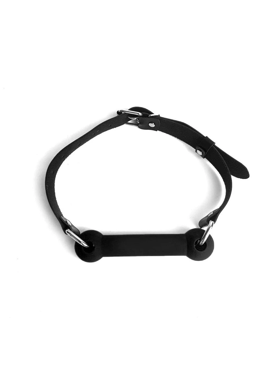 Кляп-палиця на ременях Art of Sex – Gag Stick Silicon, чорний, натуральна шкіра No Brand (303885375)
