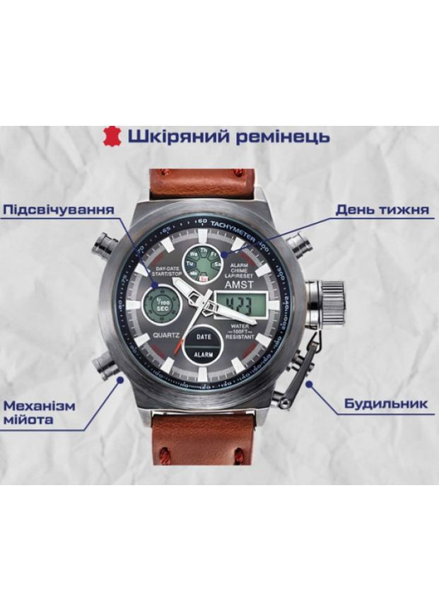 Чоловічі водостійкі тактичні годинники No Brand AMST Mountain (362947648)