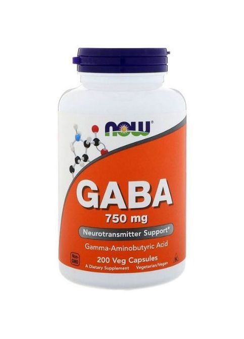 GABA 750 mg 200 Veg Caps NOW-00129 Now Foods (362418986)
