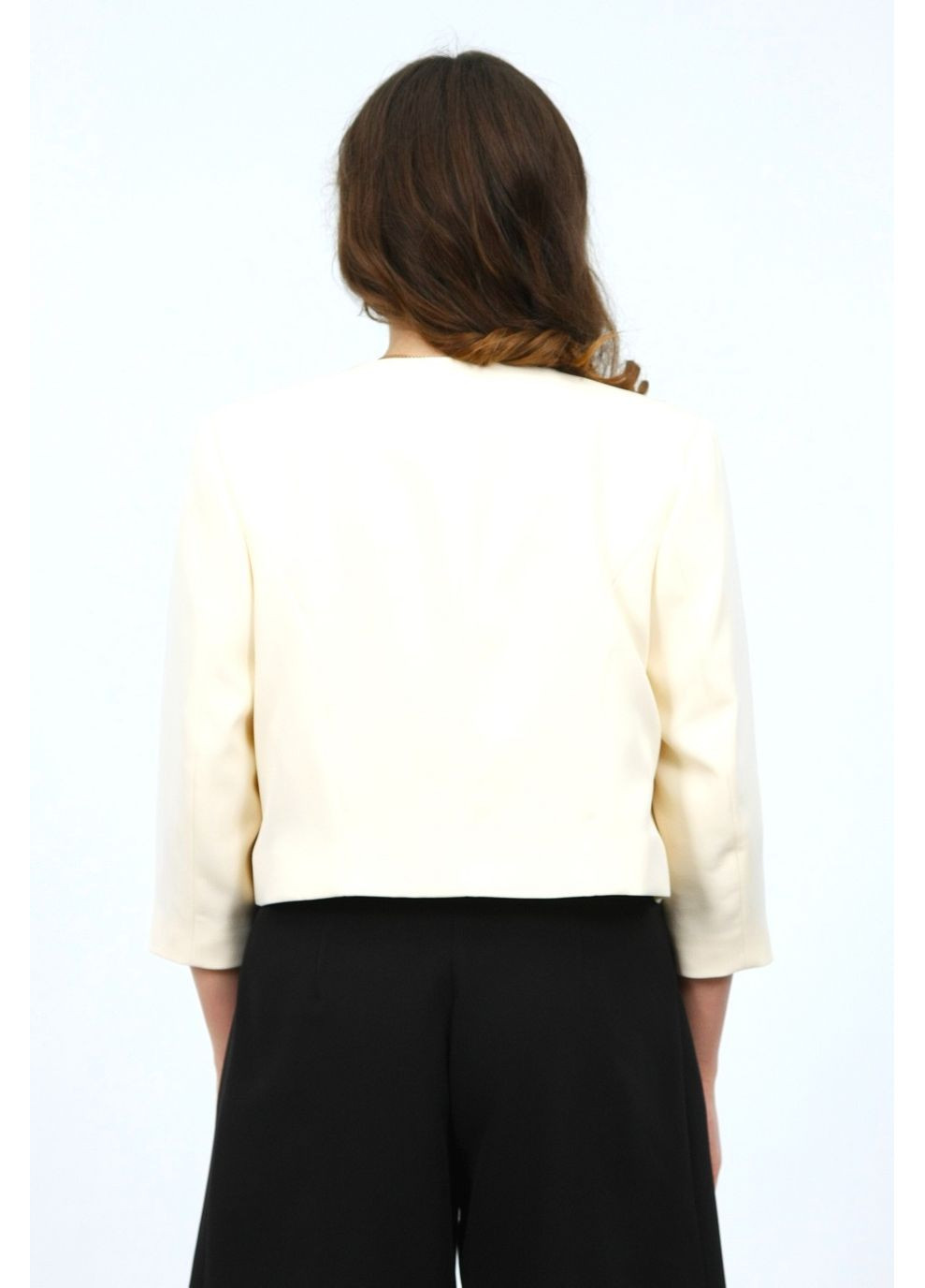 Жакет укорочений жіночий 046 креп світло-бежевий Актуаль (359645935)