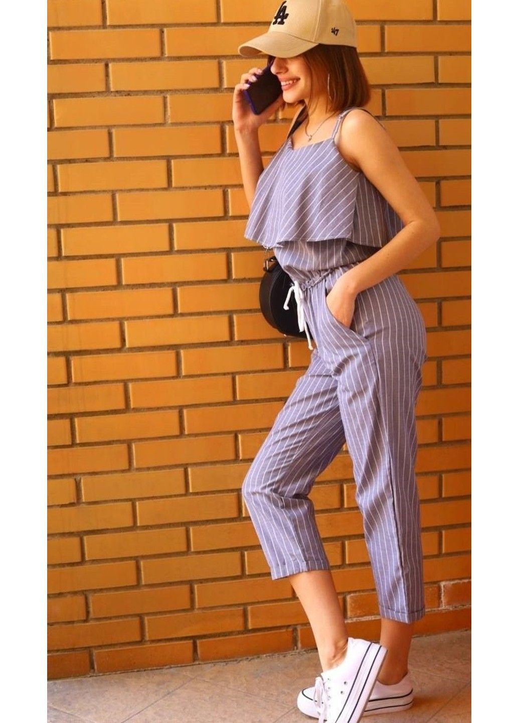 Комбінезон жіночий смужка сірий No Brand сірий бавовна