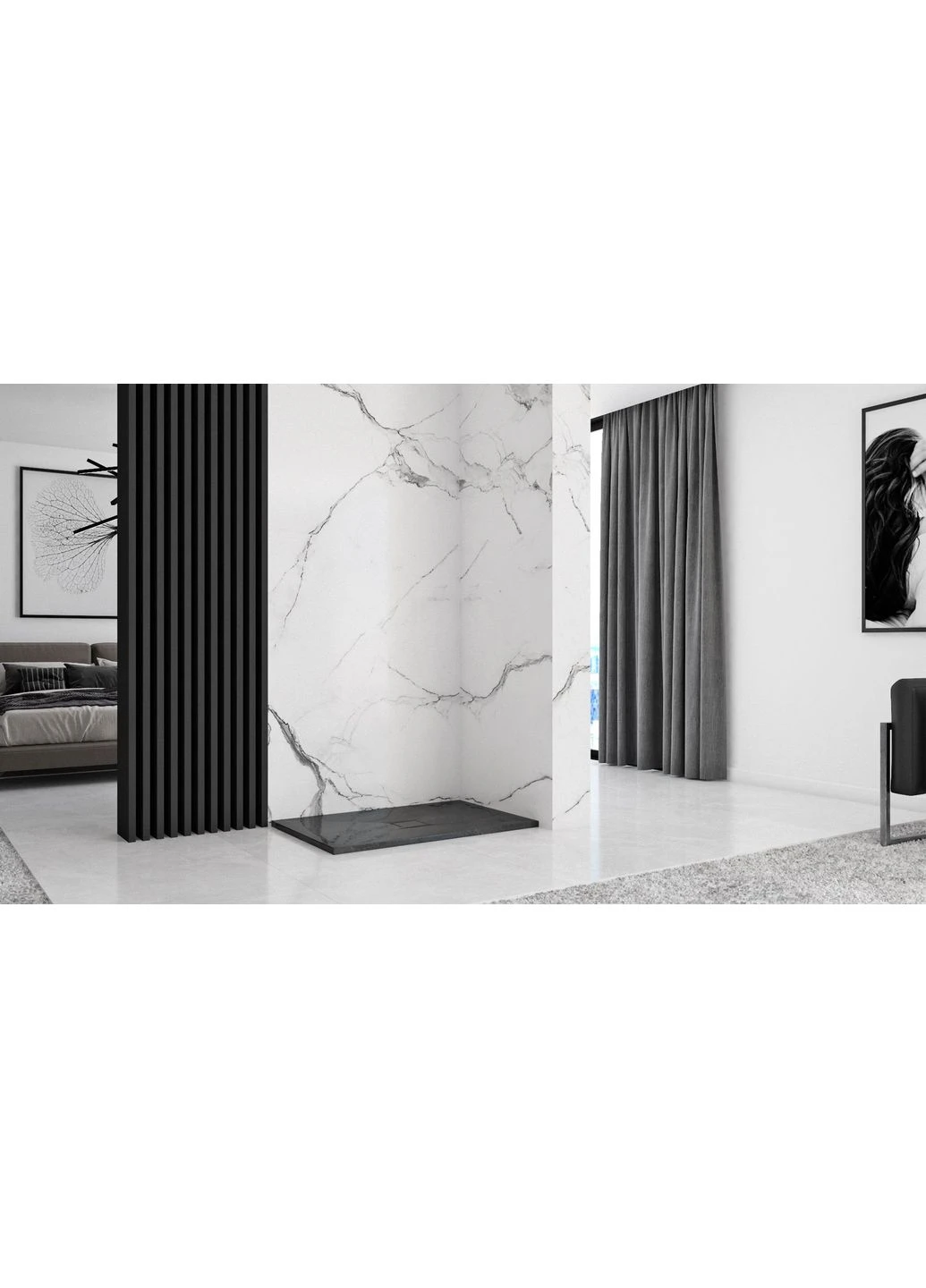 Душевой поддон STONE 80x120 BLACK Rea (386207790)