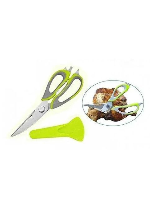 Многофункциональные кухонные ножницы 10в1 Mighty Shears с чехлом и магнитом Серый / Зеленый Supretto (363831065)