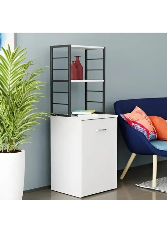 Стол-тумба трансформер Смарт 4/1 с этажеркой 1430x1450x500 Черный металл ДСП Белое 16 мм (FRD-105123) Ferrum-decor (365445138)