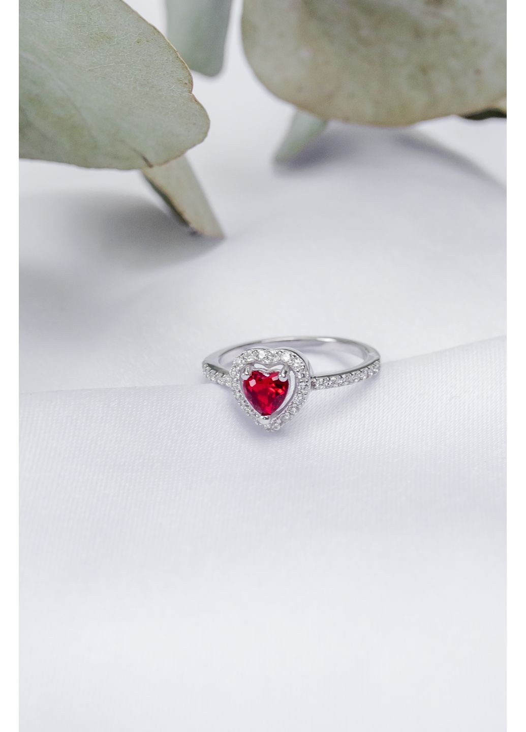 Кольцо серебряное Сердце красное 536к, размер No Brand (362193969)